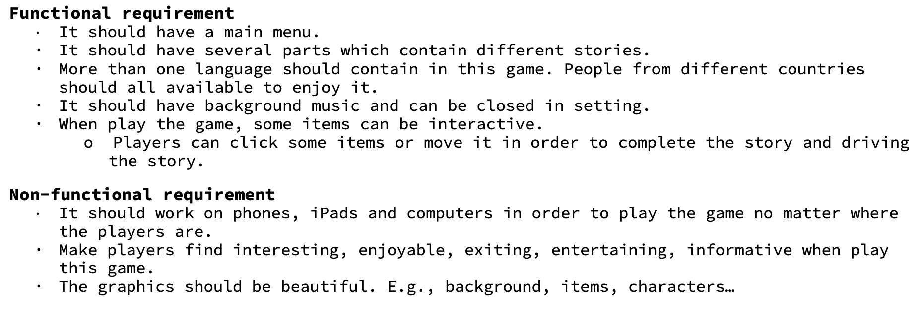 Image of functional and non-functional requirements