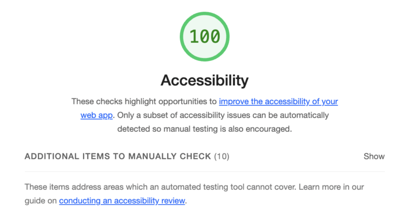 Screenshot of accessibility